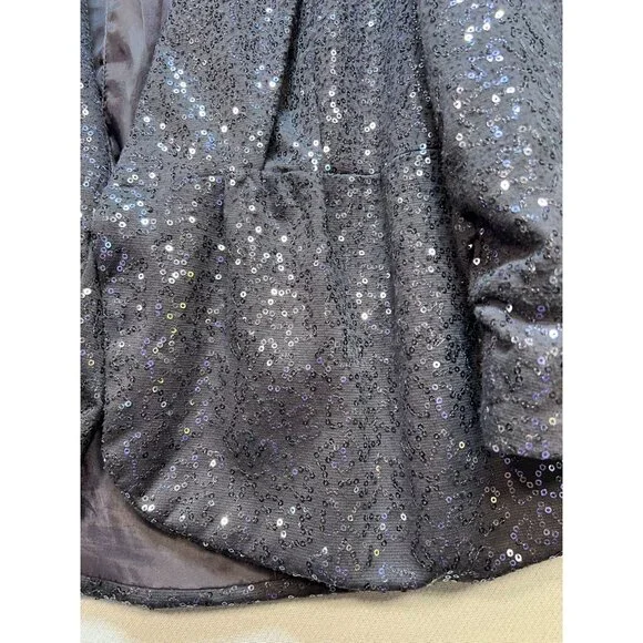 Robert Louise Women's Open Front Cardigan Sequin Blazer Long Sleeve Size L Gray - Picture 11 of 11
